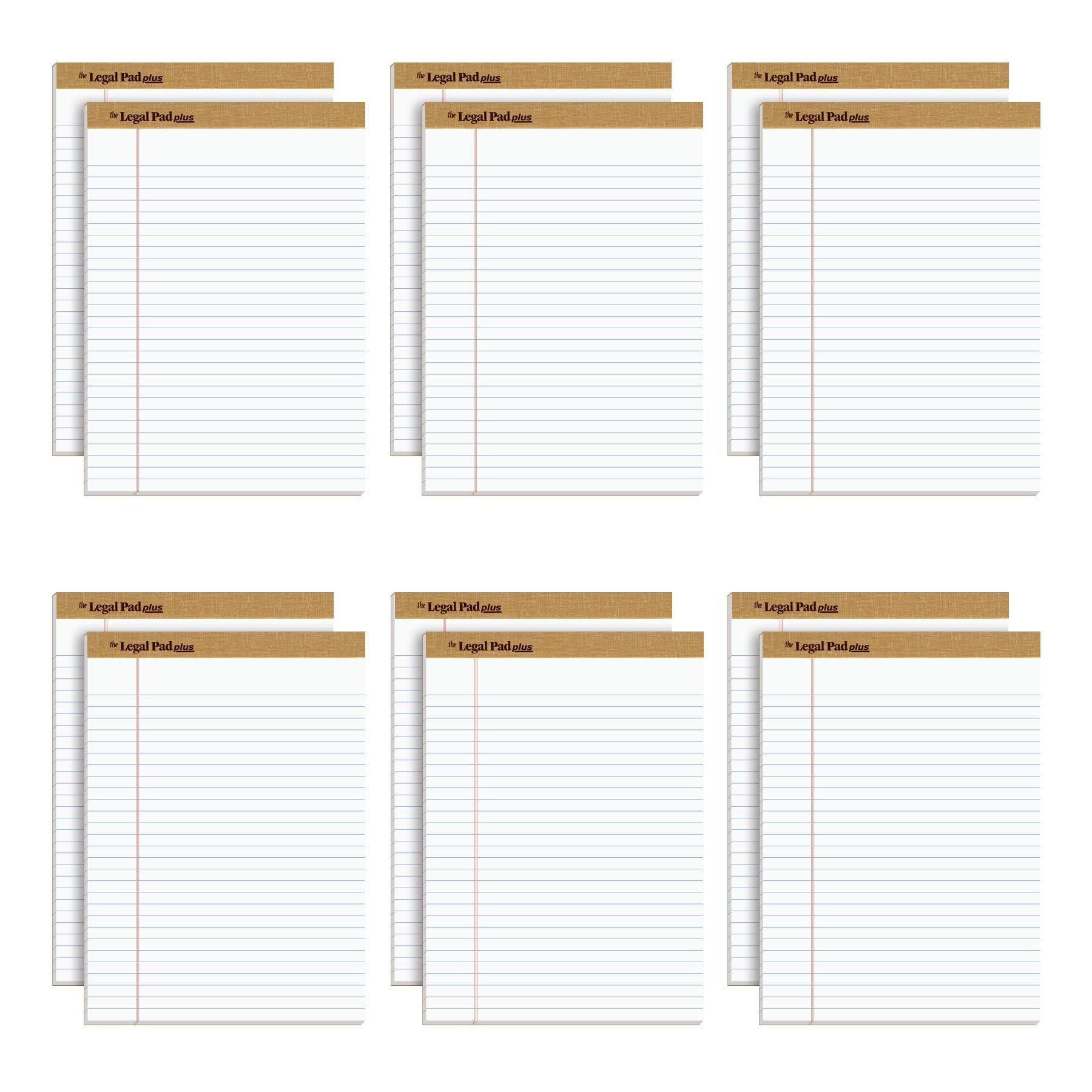 Tops The Legal Pad Plus Writing Pads, 8-1/2' X 11-3/4', Legal Rule, 50 Sheets, 12 Pack (71533)