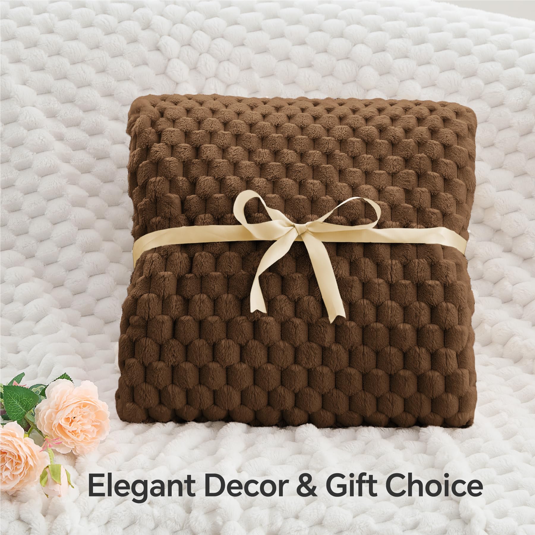 Bedelite Fleece Blanket Twin Blanket For Bed Couch, 3D Jacquard Decorative Brown Throw Blanket, Soft And Cozy Warm Plush Fuzzy B