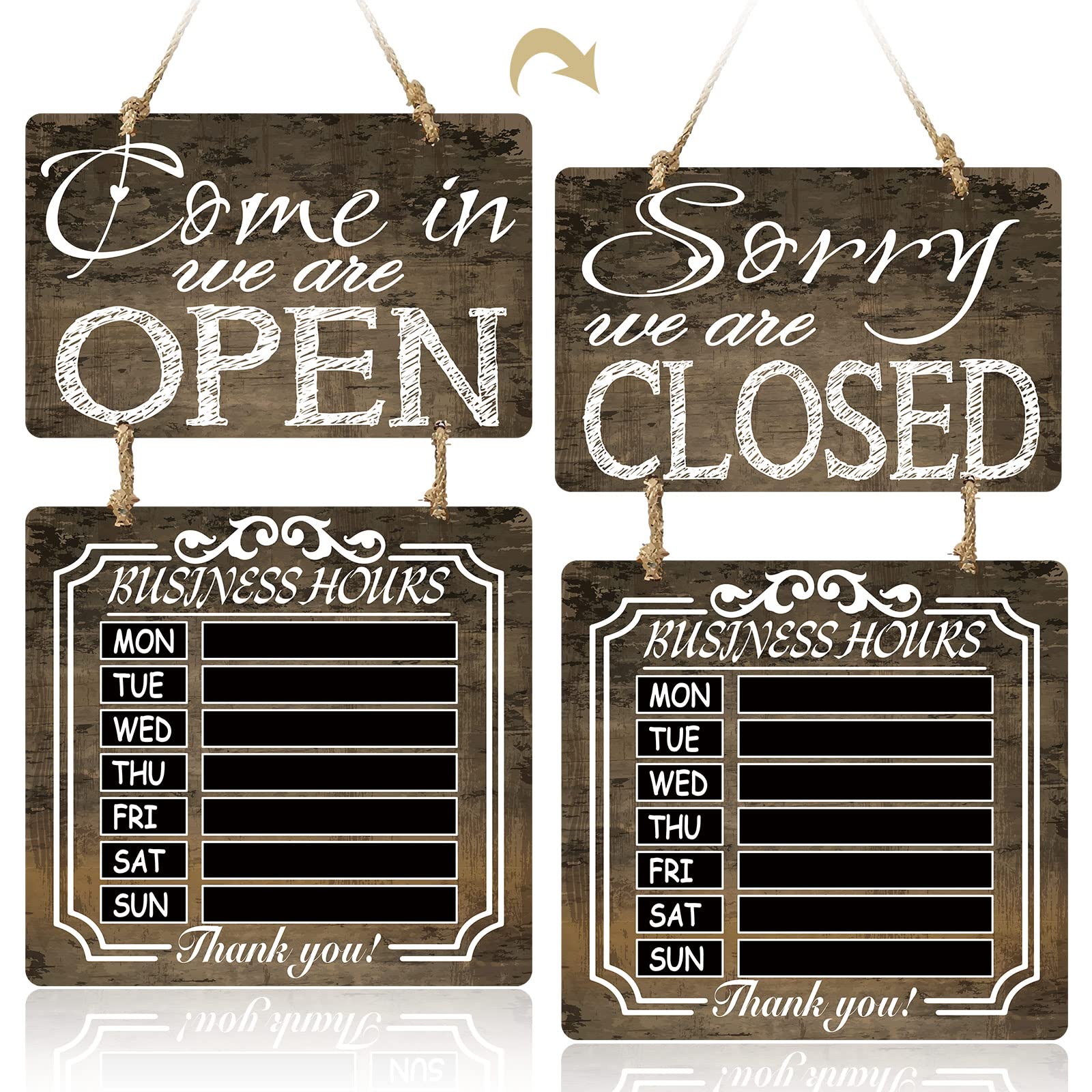 Business Hours Sign Open And Closed Sign Rustic Hanging Chalkboard Welcome Chalk Boards Business Hours Sign Store Hours Sign For