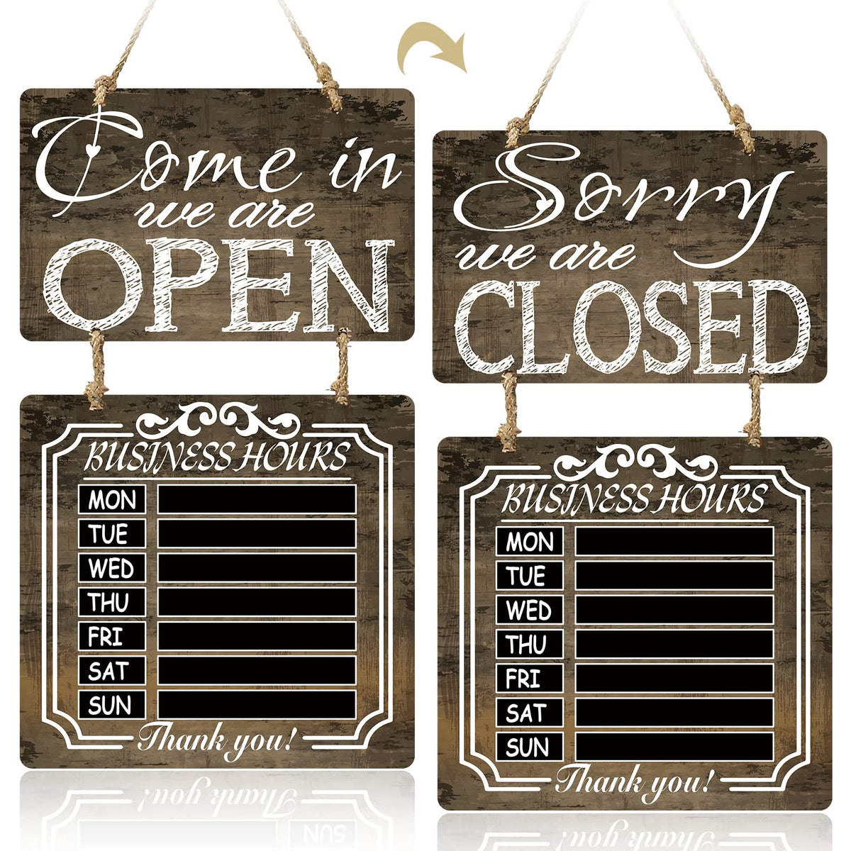 Business Hours Sign Open And Closed Sign Rustic Hanging Chalkboard Welcome Chalk Boards Business Hours Sign Store Hours Sign For