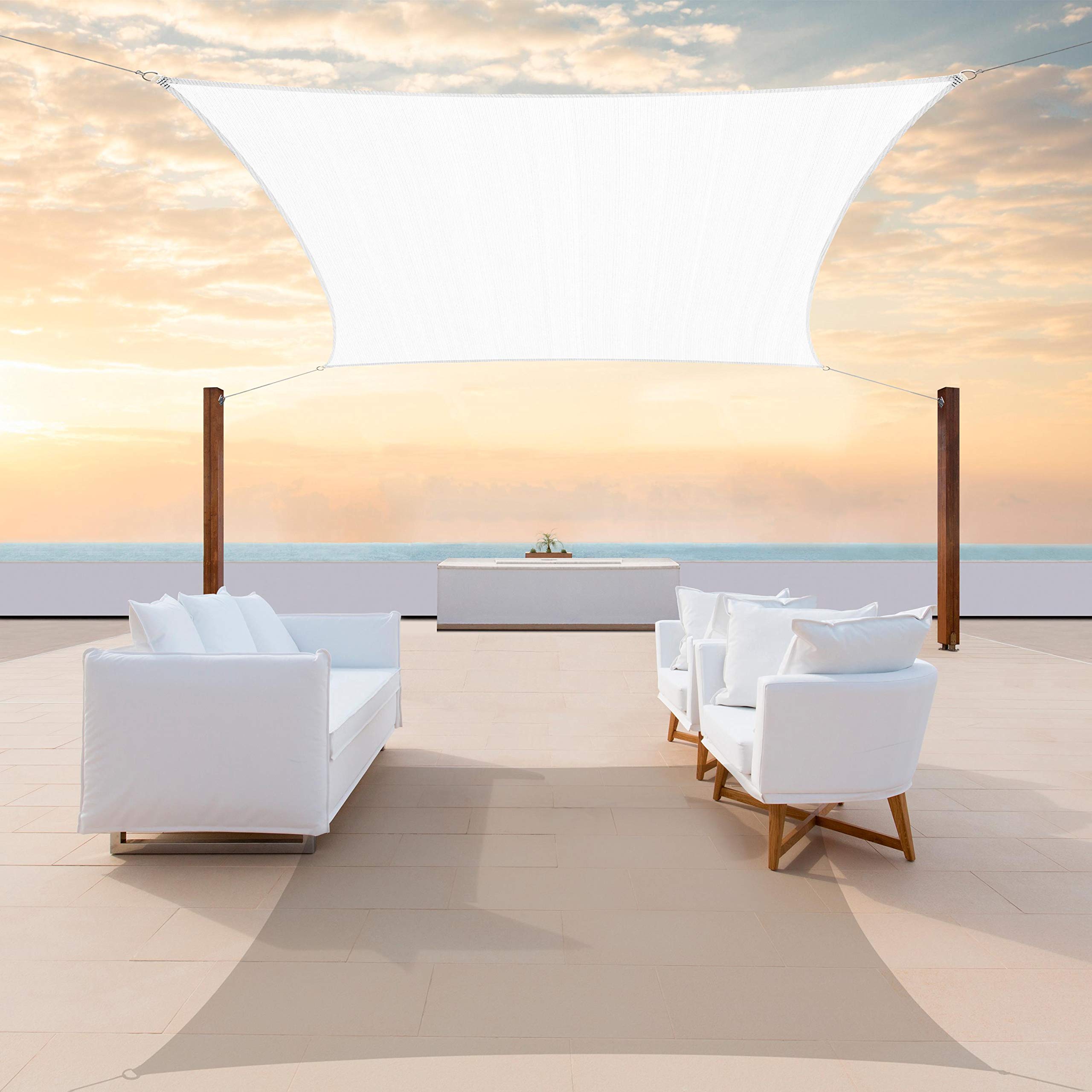 Colourtree Ctslr Custom Size 7' X 11' White Sun Shade Sail Canopy Uv Block Upf50  Rectangle - Commercial Standard Heavy Duty - 1