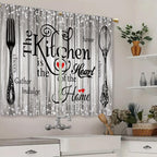 Laifzere Farmhouse Rustic Grey Kitchen Curtains Vintage Fork Spoon Retro Small Short Cafe Window Curtains Barn Country Wooden Wo