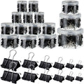 Yexiya 640 Pcs Binder Clips Paper Clamps Assorted Sizes Black, Metal Paper Binder Clips Combination Black Binding Paperwork Clam