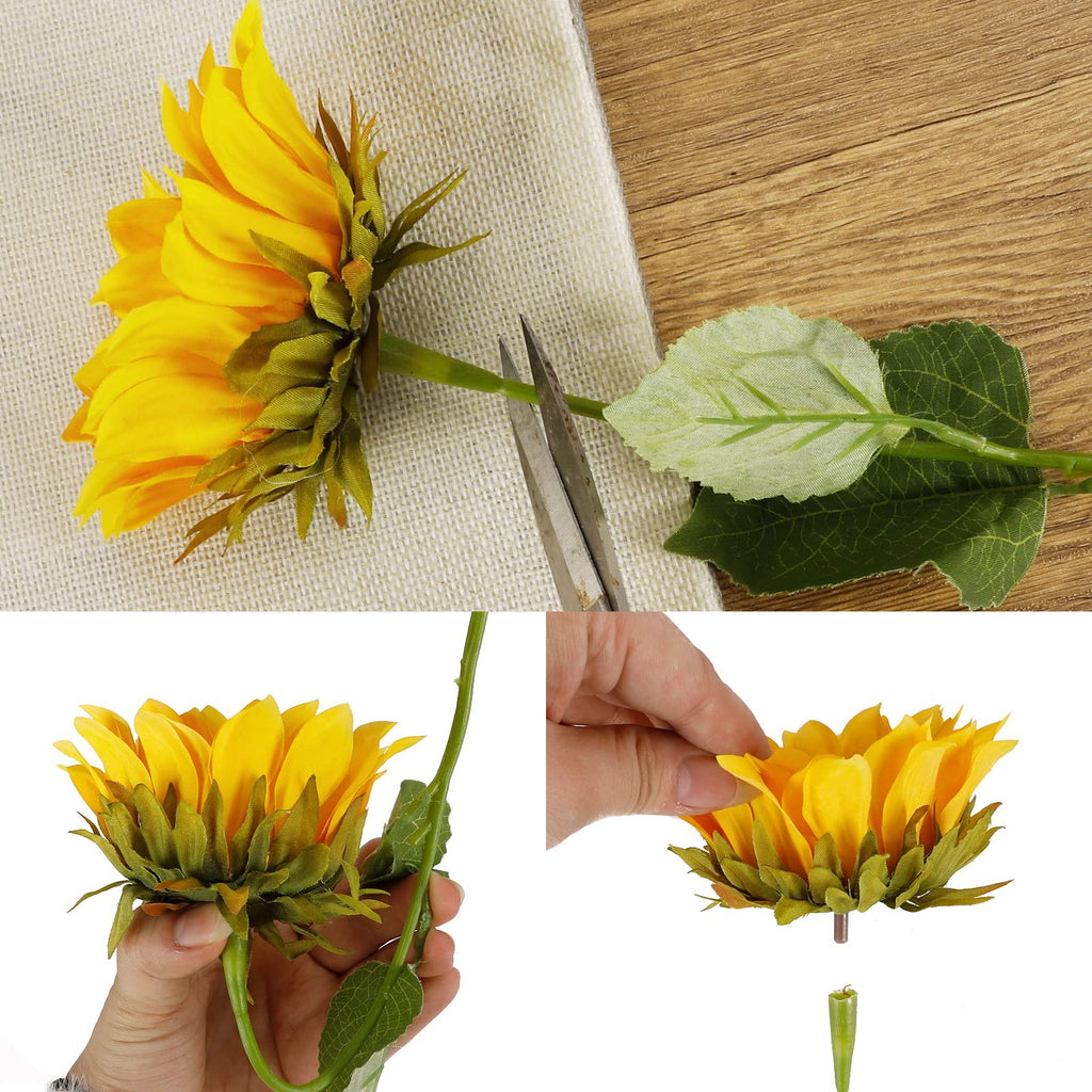 Cewor 10Pcs Sunflowers Artificial Flowers With Long Stem Fake Sunflowers Bulk Fall Decoration For Wedding Home Birthday Party Ou