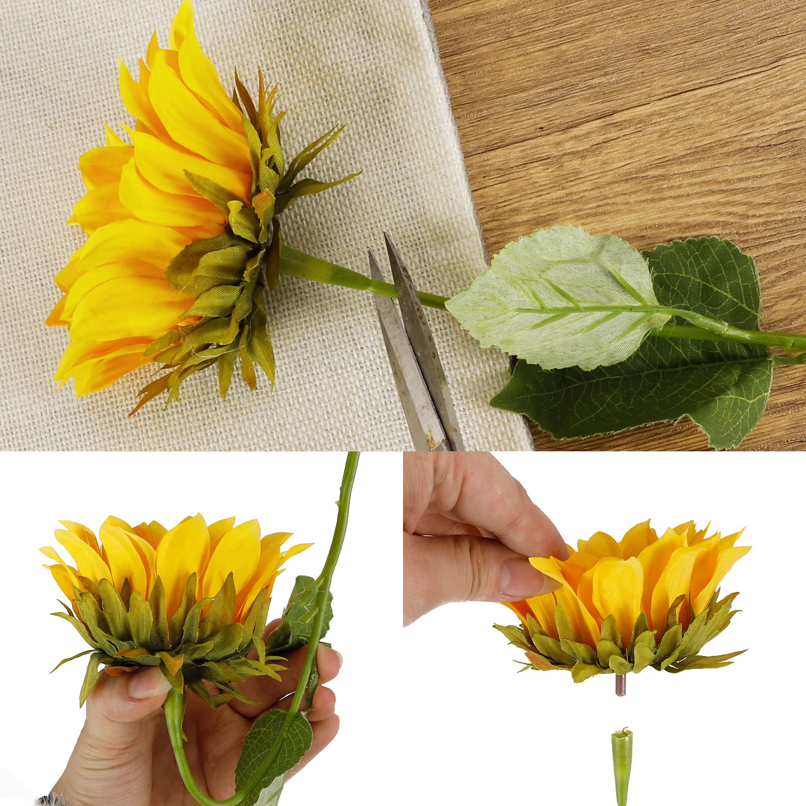 Cewor 10Pcs Sunflowers Artificial Flowers With Long Stem Fake Sunflowers Bulk Fall Decoration For Wedding Home Birthday Party Ou