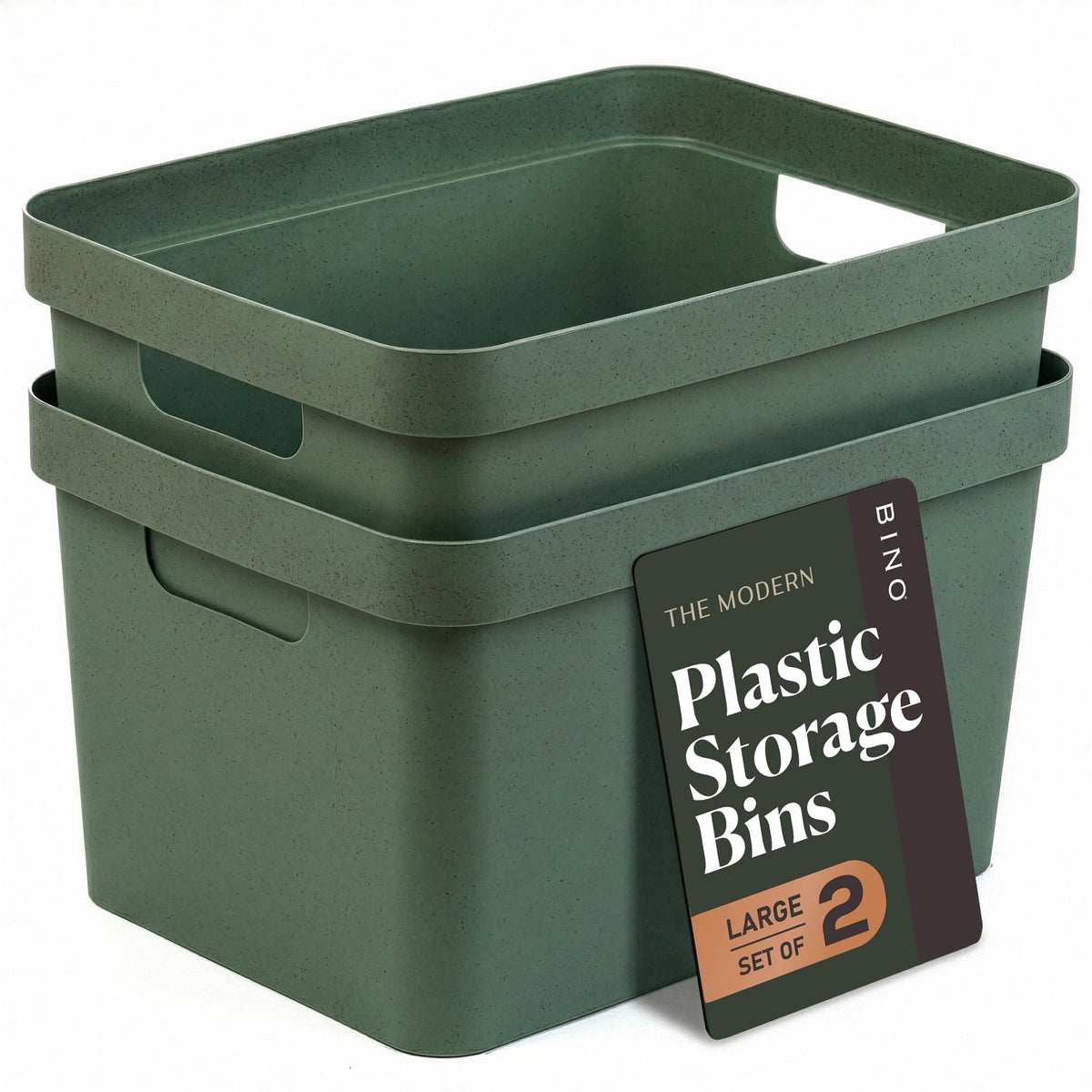 BINO | Plastic Storage Bins, 16 Liter  2 Pack, Sage | THE MODERN COLLECTION | Plastic Bins for Organization | Woven Storage Bas