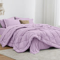Love'S Cabin Twin Comforter Set Lavender, 5 Pieces Twin Bed In A Bag, All Season Twin Bedding Sets With 1 Comforter, 1 Flat Shee