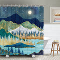 RosieLily Mountain Shower Curtain, Forest Shower Curtain, Starry Night Shower Curtain Hooks, Night Sky Stars Cool Art Shower Cur