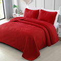 Exclusivo Mezcla Ultrasonic Full Queen Quilt Bedding Set, Lightweight Red Bedspreads Soft Modern Geometric Coverlet Set For All
