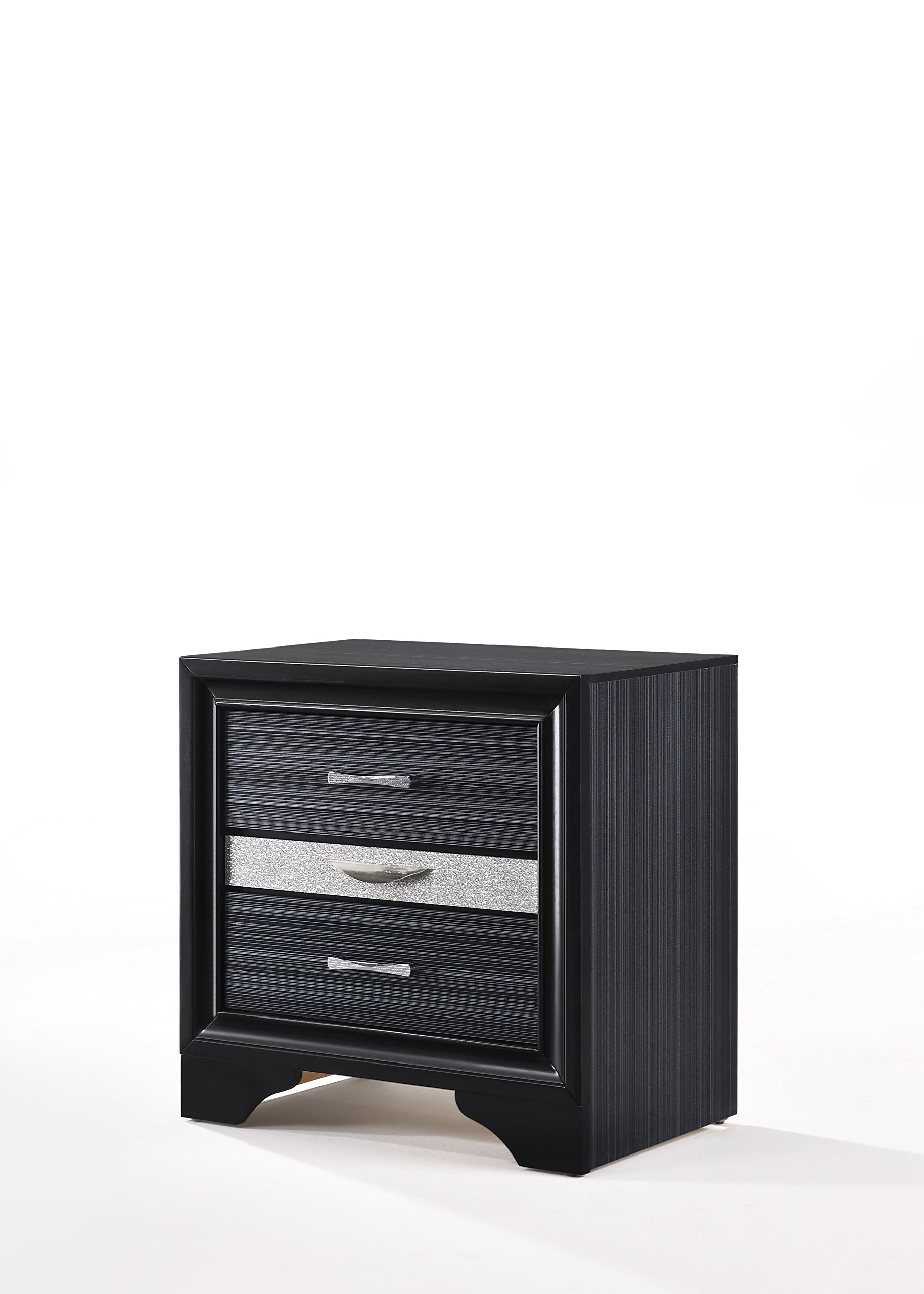 Acme Naima Square 3 Drawers Nightstand In Black