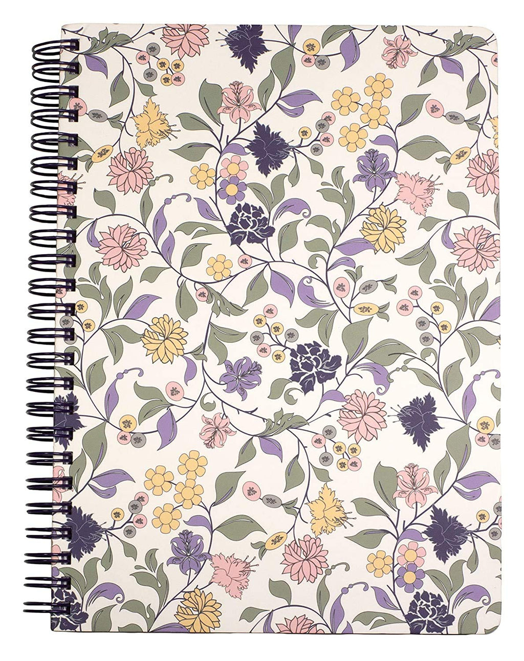 Steel Mill & Co Cute Floral Mini Spiral Notebook, 8.25' X 6.25' Journal With Durable Hardcover And 160 Lined Pages, Purple Vin