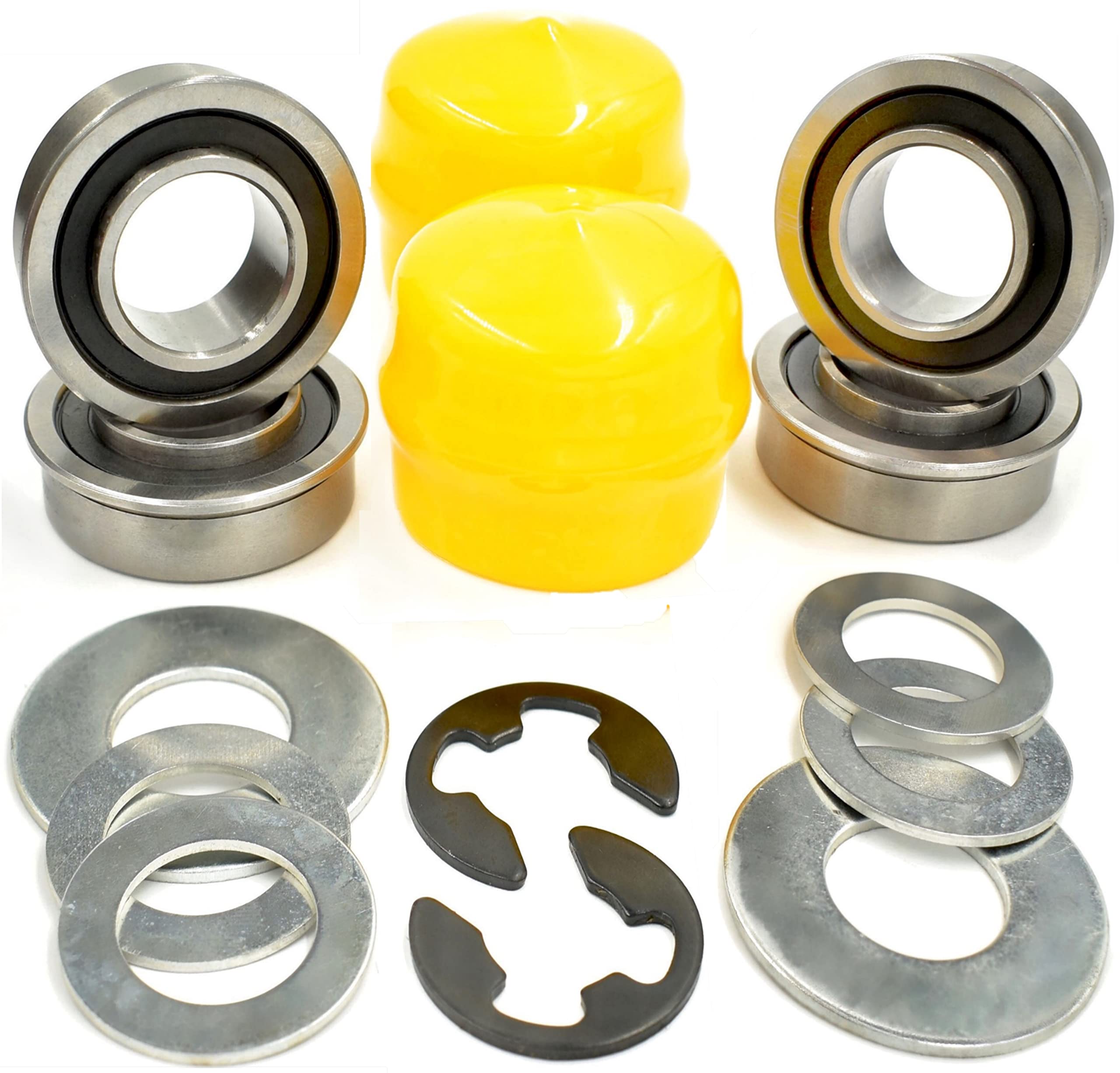 (4 Pack) Hd Switch Front Wheel Bearings & Axle Rebuild Kit Replaces Am127303 For John Deere Am127304, Am118315, Am35443, M40514,