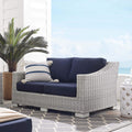Modway Eei-3973-Lgr-Nav Conway Sunbrella Outdoor Patio Wicker Rattan, Loveseat, Light Gray Navy