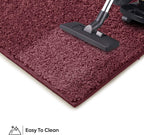 Ambiant Pet Friendly Solid Color Area Rug, Cranberry, 20 x 40 Half Round, Indoor, Stain Resistant, Perfect for Living Room & Entryway