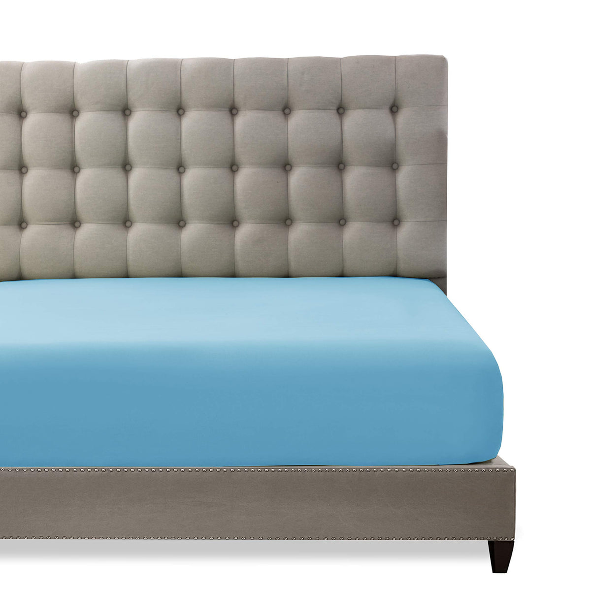 Toodou Deep Pocket Sky Blue Twin Size Fitted Sheet With Elastic All Around Is Made Of Premium Fabric And The Mattress Covers Is
