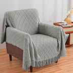 Inhand Knitted Throw Blankets For Couch And Bed, Soft Cozy Knit Blanket With Tassel, Light Grey Lightweight Decorative Blankets