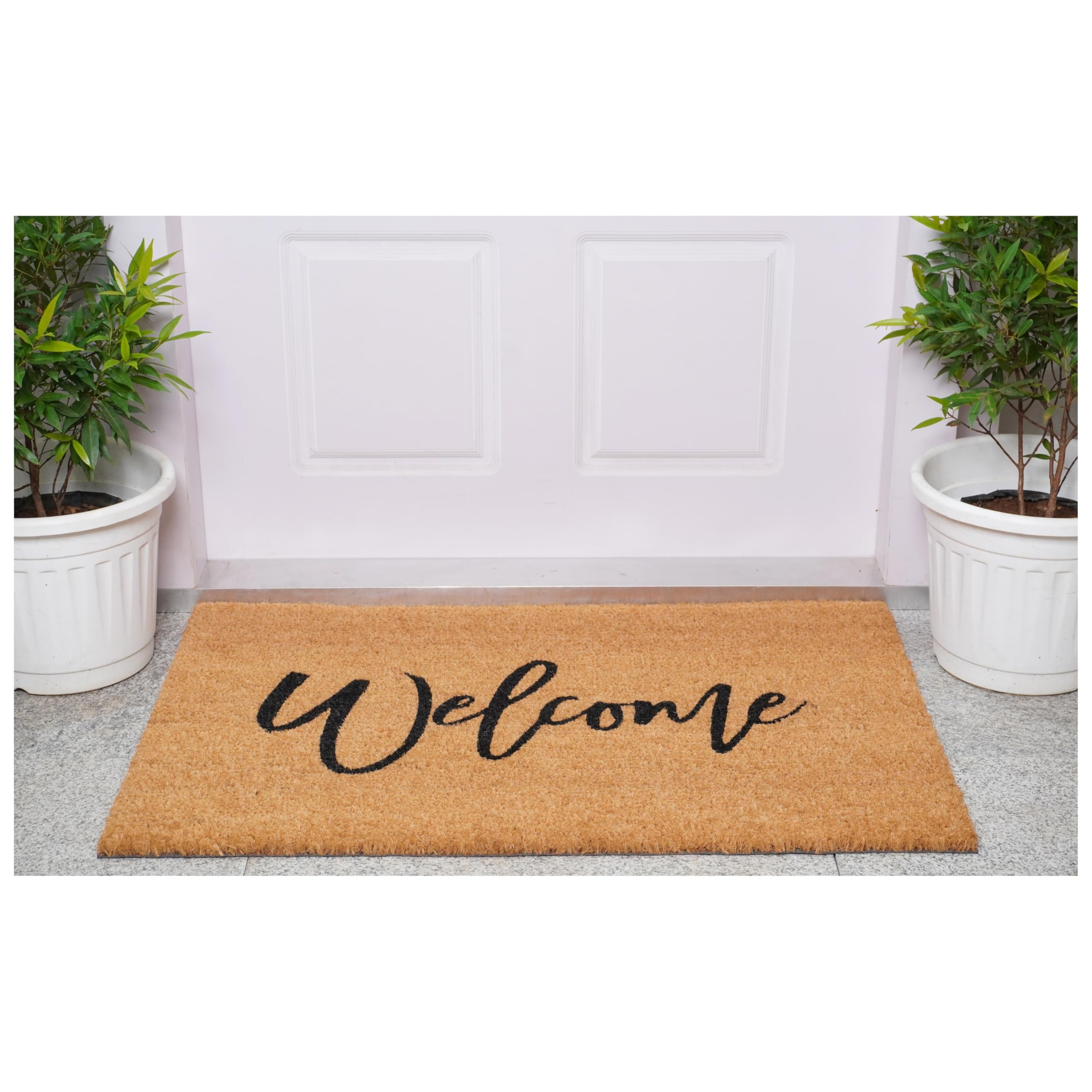 Calloway Mills Cursive Welcome Doormat (Tan/Black, 24' X 36')