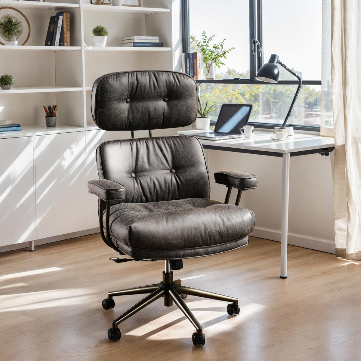 Caodoc Big And Tall Office Chair, 300Lbs Suede Fabric Executive Chair Whit Lumbar Support, Managerial Home Desk, Heavy Duty High