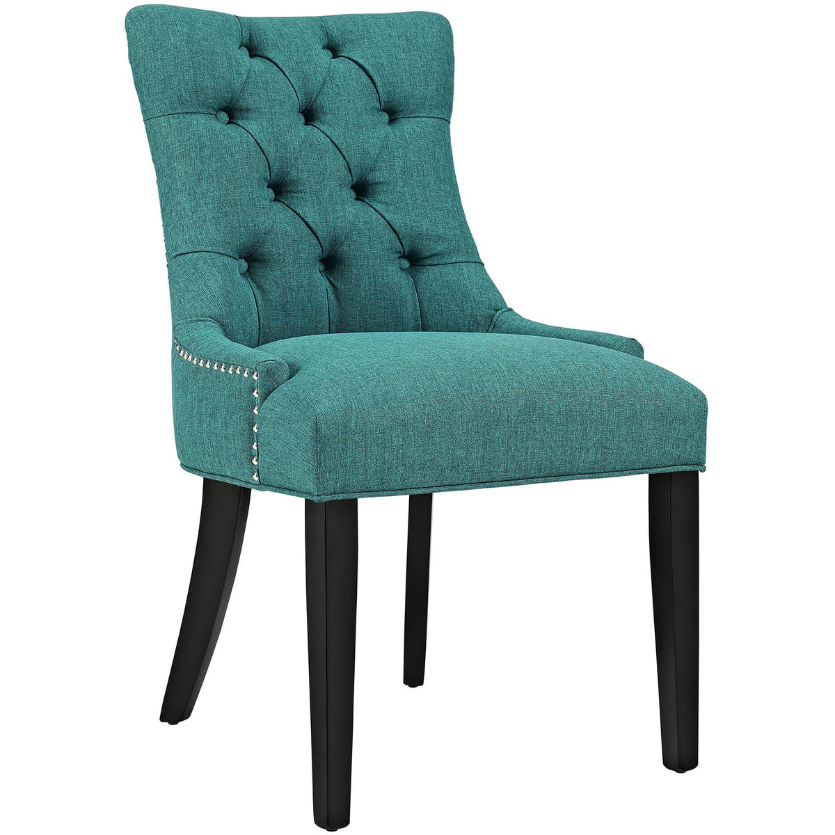 Modway Regent Modern Elegant Button-Tufted Upholstered Fabric with Nailhead Trim, Dining Side Chair, Teal