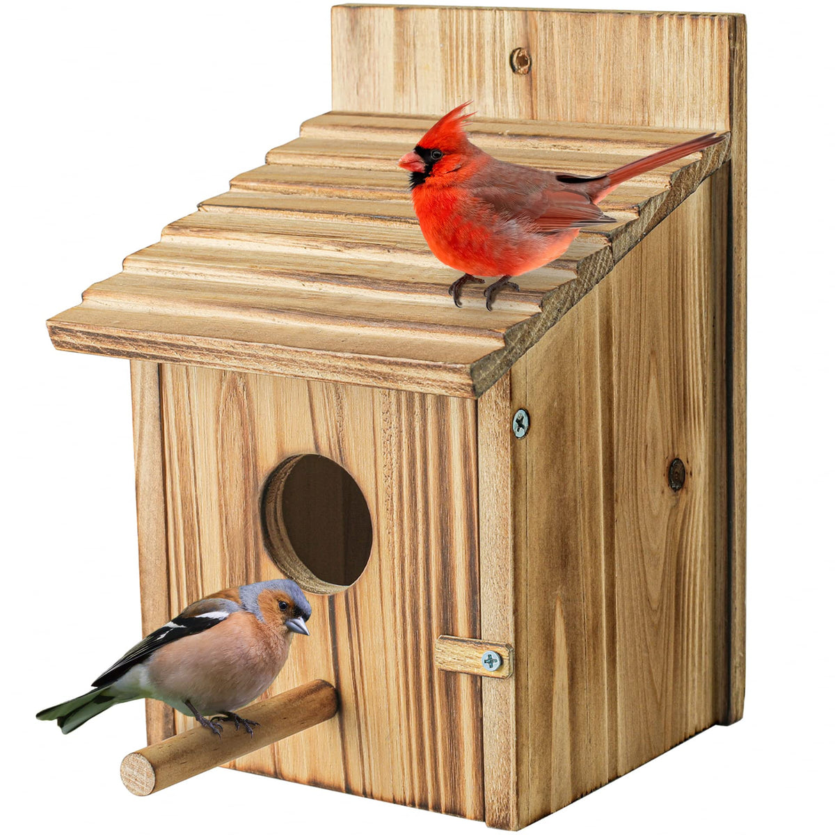 Wood Bird Houses For Outside With Pole Wooden Bird House For Finch Bluebird Cardinals Hanging Birdhouse Clearance Garden Country