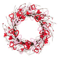 18 Inch Valentines Day Wreath Wood Heart Shaped Wreath for Wedding Party Anniversary Artificial Door Wreath Gift for Girl Frien