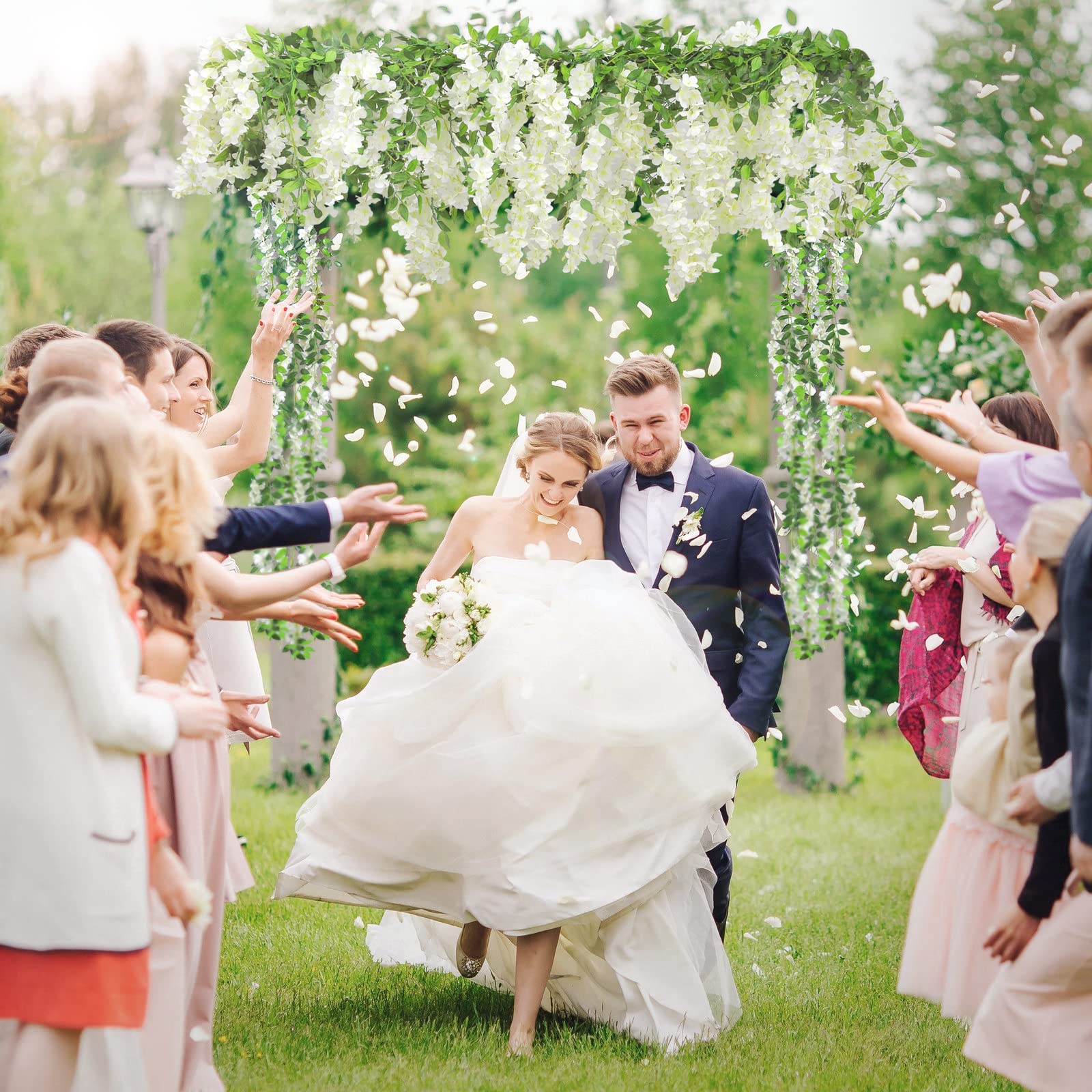 Findosom Wisteria Artificial Flowers Garland, 10Pcs Total 72Ft White Wisteria Hanging Flowers, Flower Garland Decorations For Ho