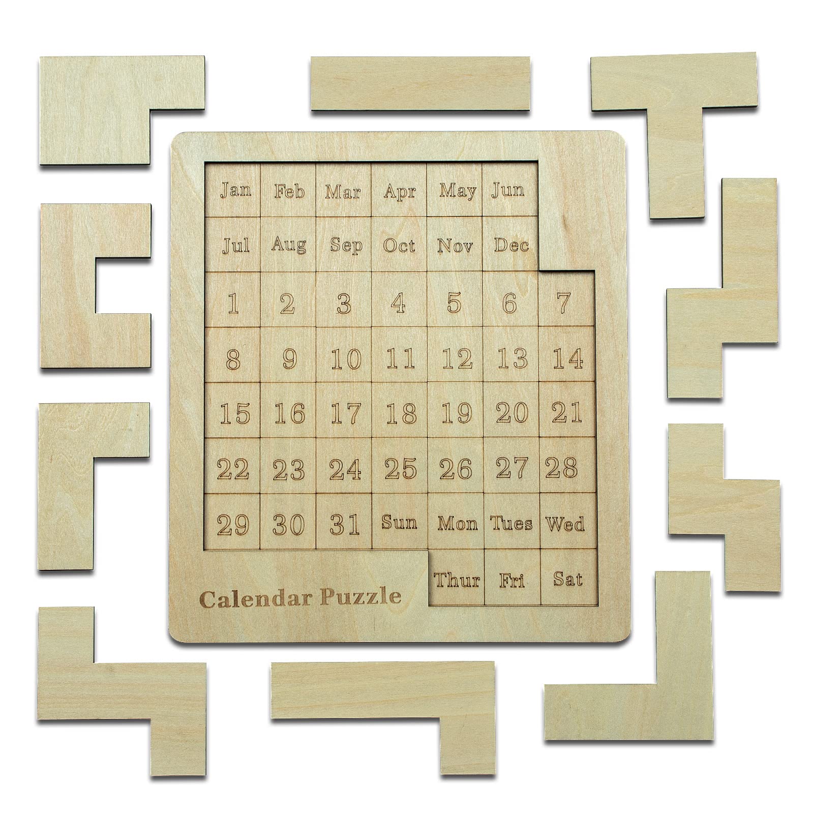 Calendar Puzzle - Daily Calendar Puzzle Wooden,365 Days Date Puzzle,Puzzle Advent Calendar(Size:9.8 x 7.8inch)