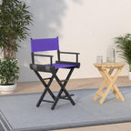 Casual Home 220-02/021-41 Director Chair 24" - Counter Height Blackframe/Purple Canvas