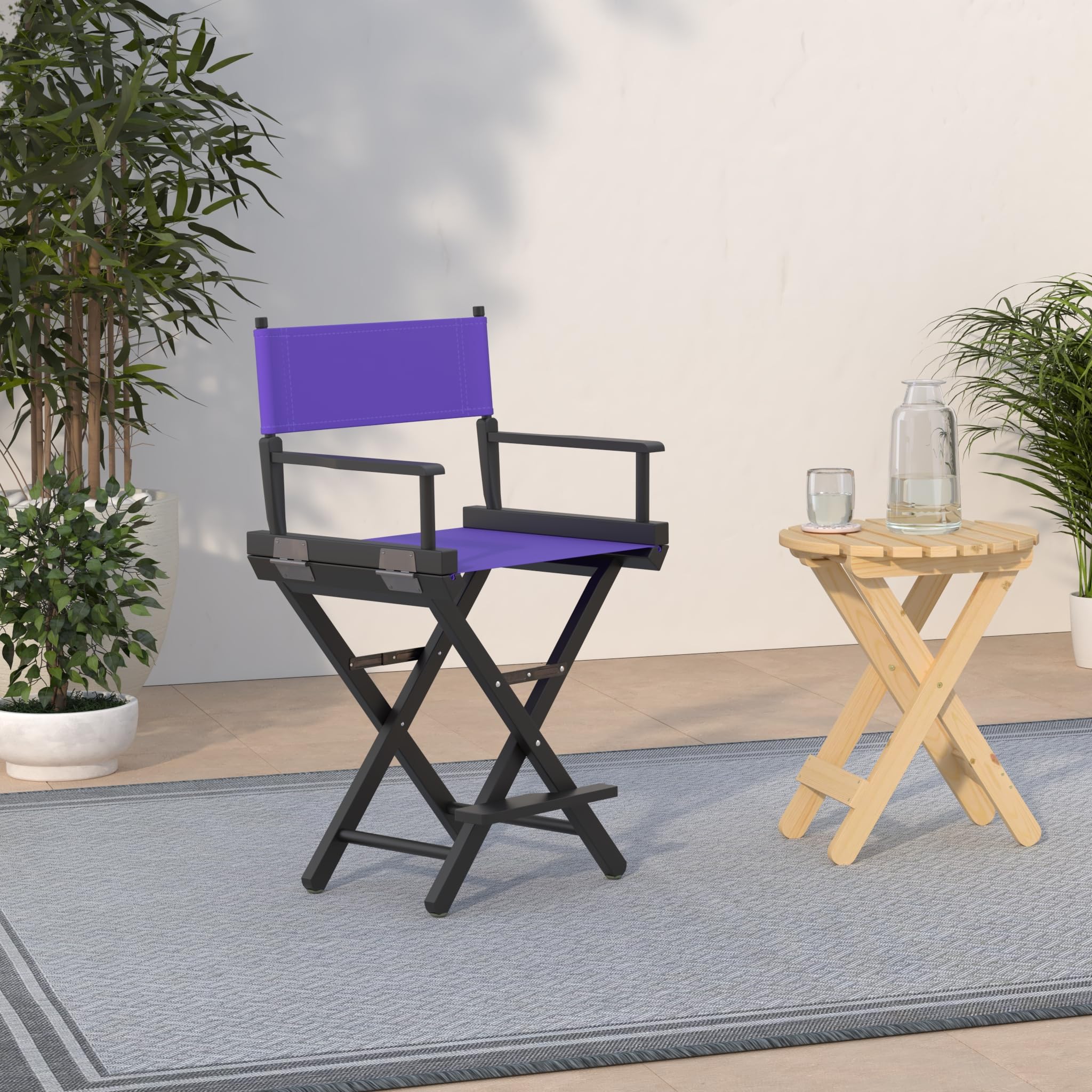 Casual Home 220-02/021-41 Director Chair 24" - Counter Height Blackframe/Purple Canvas