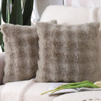 Madizz Pack Of 2 Thick Plush Wool Throw Pillow Covers 18X18 Inch Taupe Soft Decorative Cushion Cover For Sofa Bedroom Pillow She