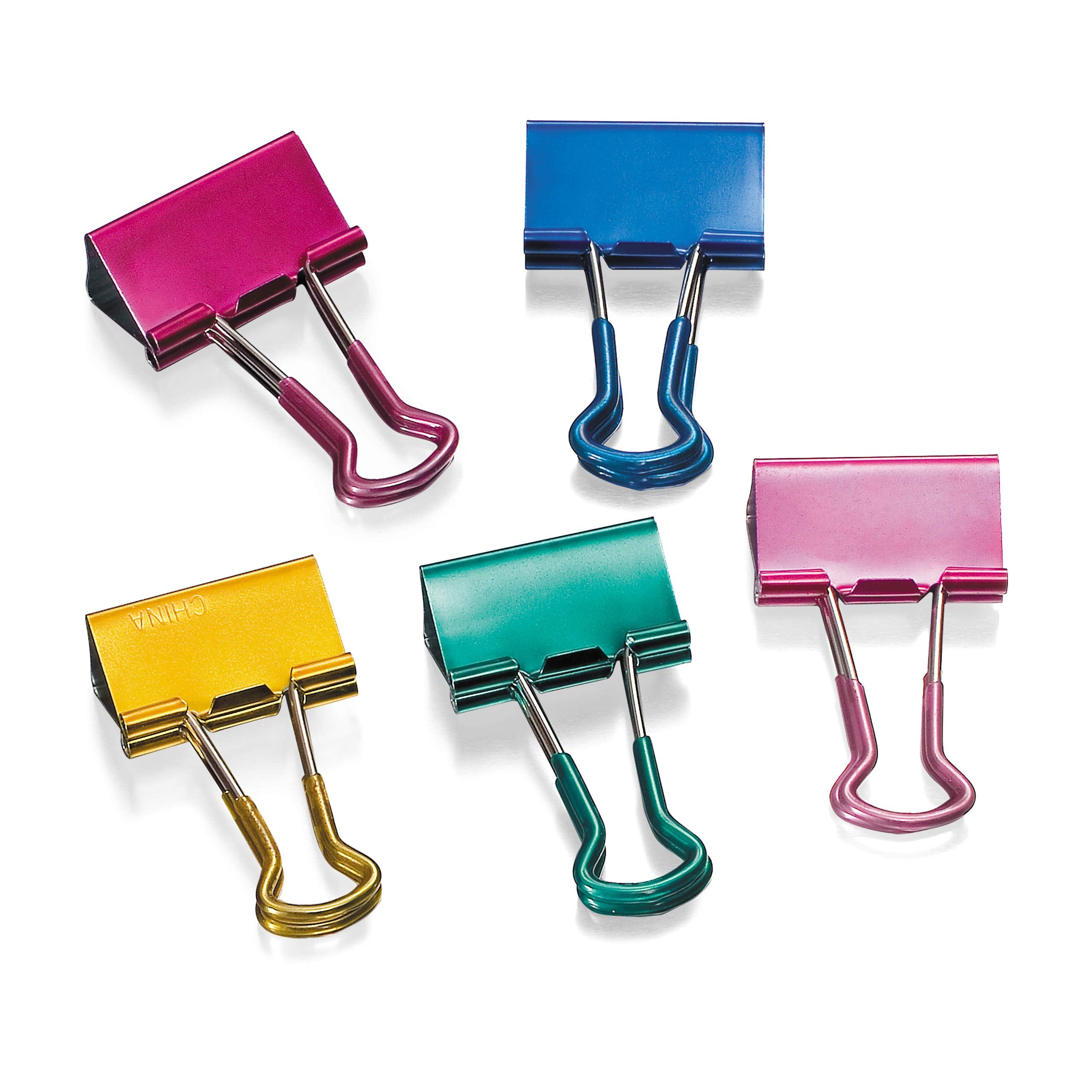 Officemate Easy Grip Medium Binder Clips, Assorted Metallic Colors, 12 Pack (31054)