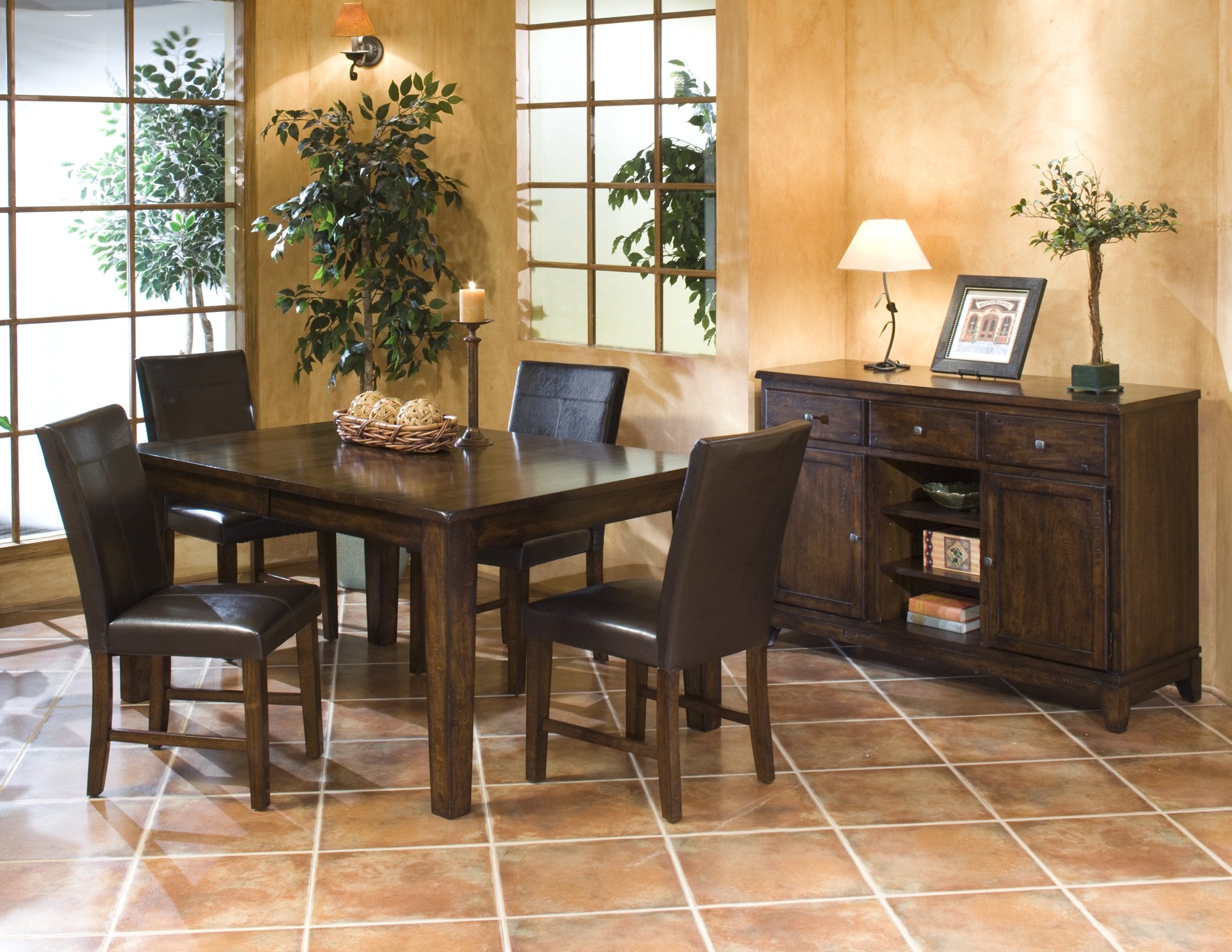 Intercon Kona 78" Butterfly 4 Legs, Raisin Standard Dining Tables
