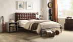 Acme Brancaster Tufted Leather Queen Bed in Vintage Brown