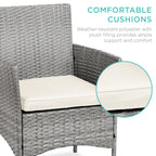 Best Choice Products 3-Piece Outdoor Wicker Conversation Bistro Set, Space Saving Patio Furniture For Garden W/Side Table - Gray/Cream