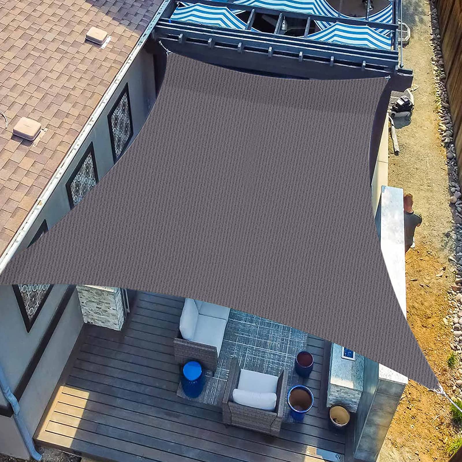 Sunlax Sun Shade Sail, 10'X13' Dark Grey (Gray) Rectangle Canopy Shades For Outdoor Patio Pergola Cover Sunshade Sails Uv Blocki