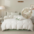 Lifetb Boho Floral Duvet Cover Queen Garden Style Pink Flower Duvet Cover Cotton Plaid Grid Comforter Cover With 2 Bowknot Pillo