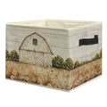 uinwk Rustic Farmhouse Daisy Floral Storage Bins, Country Barn Wild Flower Field Collapsible Storage Box Laundry Basket with Han
