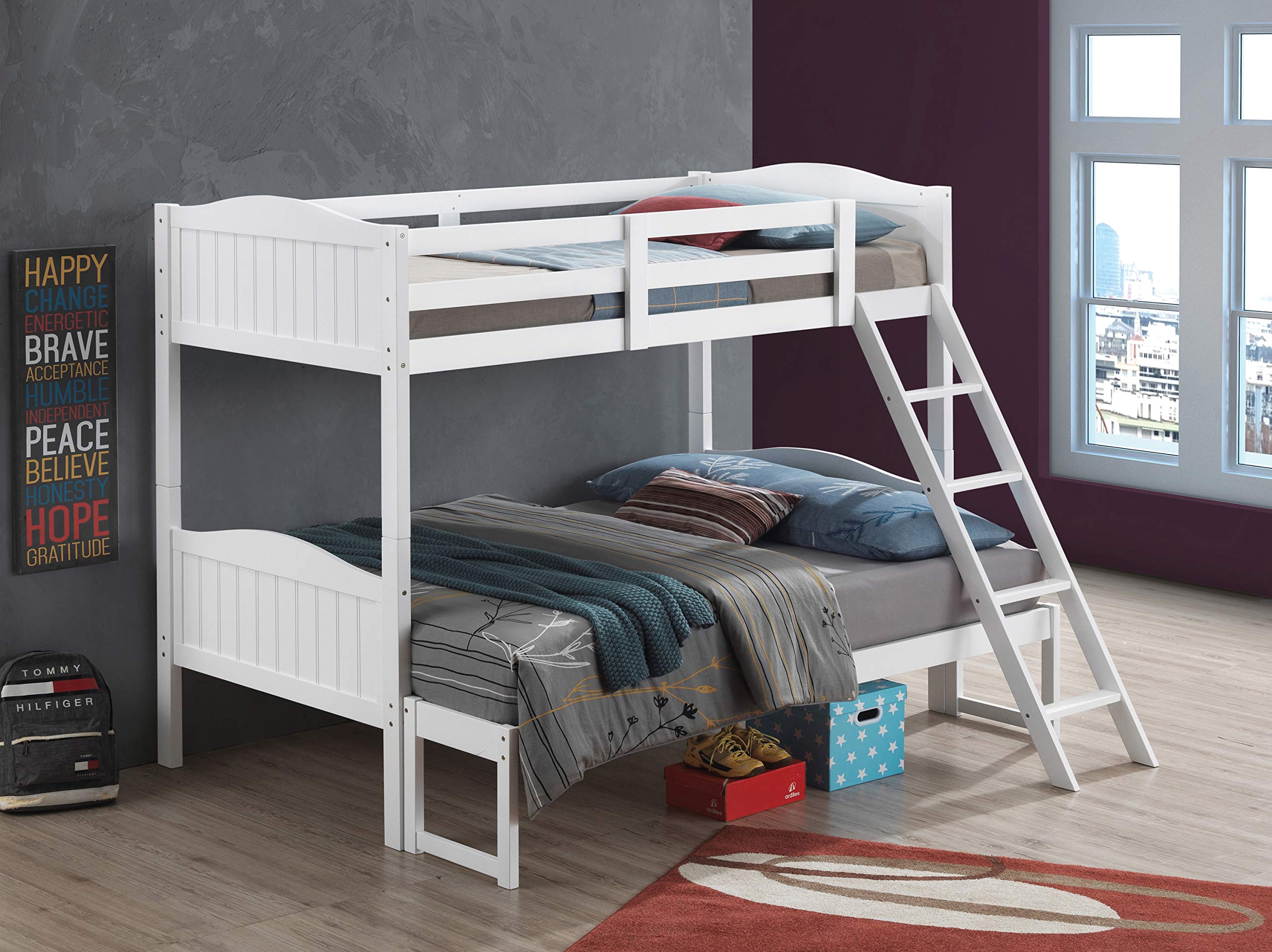 Coaster Home Furnishings Littleton Twin Over Full Bunk Bed with Ladder White