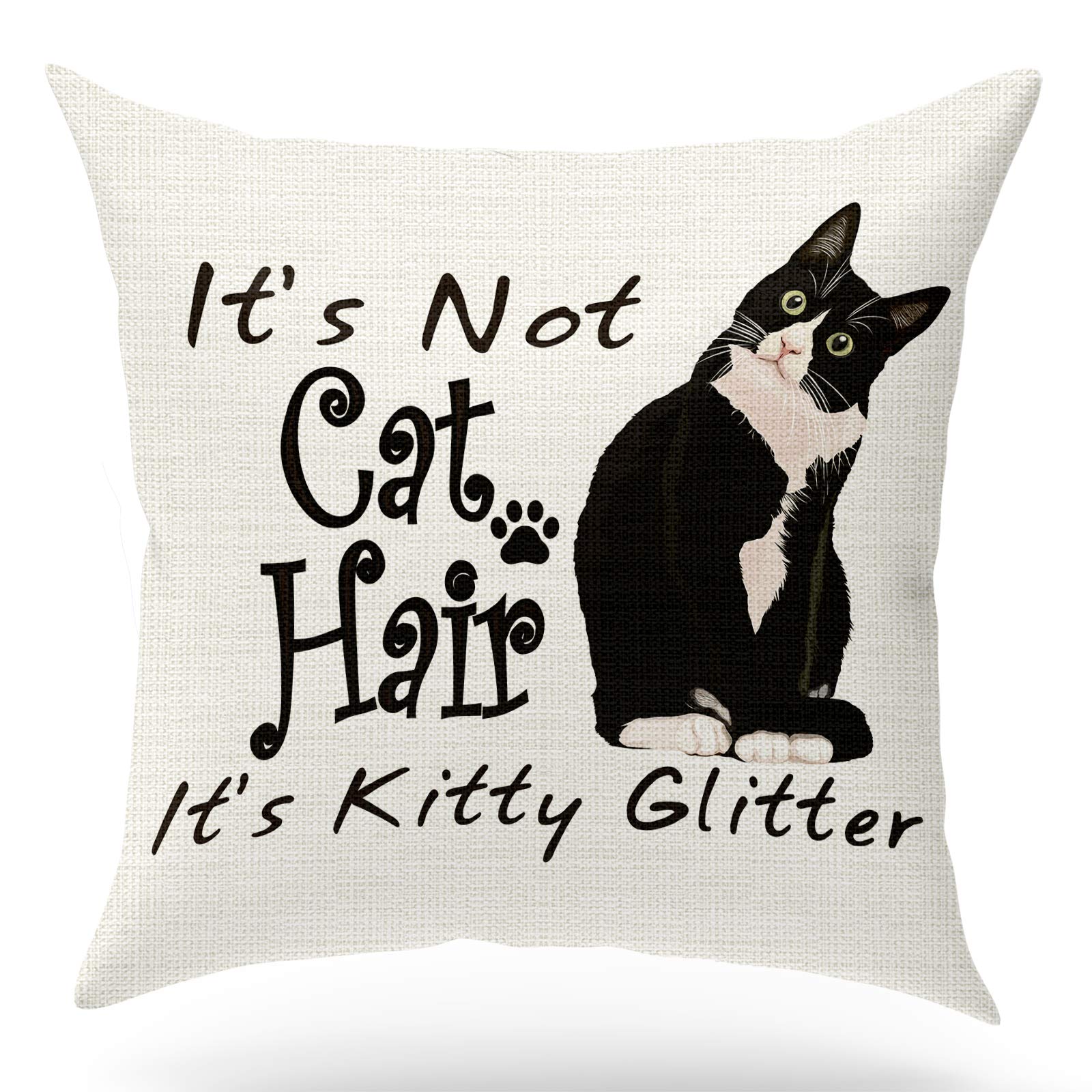 Cat Pillow Case Funny Gift for Cat Lovers Cat Mom Gifts Crazy Cat Lady Gifts for Women Cat Decor, It's Not Cat Hair It's Kitty G