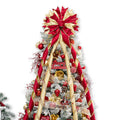 Hismir Christmas Tree Topper Bow, 53x13 Inches Large Christmas Bow with Glitter Streamer, Decorative Ribbon Bows for Xmas Tree W