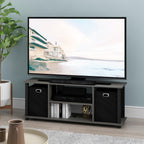 FURINNO Econ Entertainment Center, French Oak Grey/Black/Black