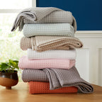 Market & Place 100% Cotton Waffle Weave Bed Blanket | Soft, Breathable, And Lightweight Blanket For All-Season | Perfect For Lay