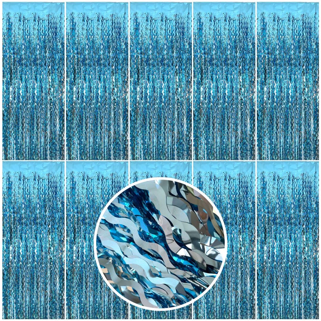 Wave Foil Fringe Curtain Tinsel Blue Streamers Photo Backdrop Blue Birthday Party Supplies Frozen Birthday Party Decorations Sno
