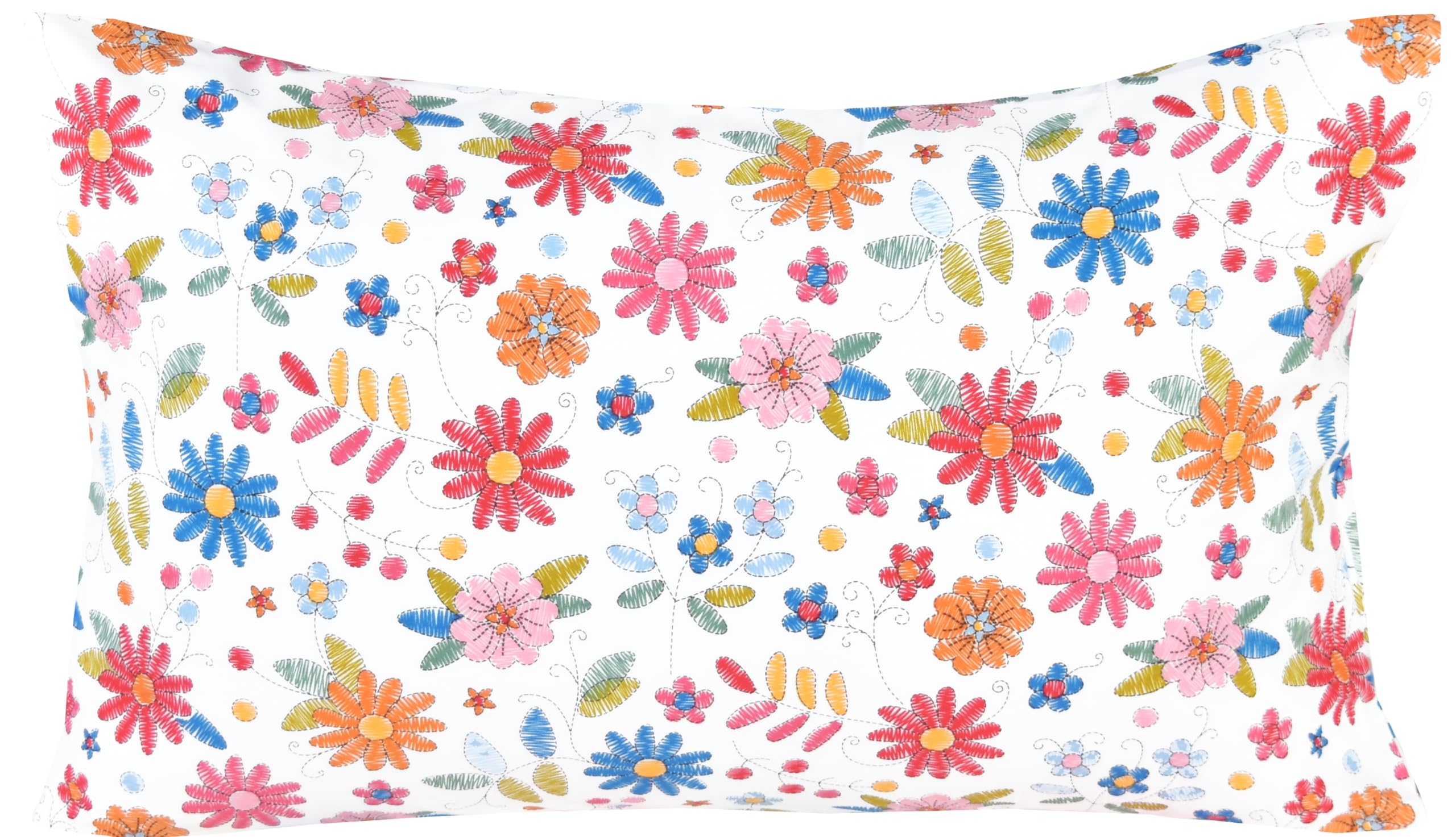 Scientific Sleep Twin Bed Sheet Set, 100% Cotton, Colorful Floral Design, 3 Pcs Includes Flat & Fitted Sheet, Pillowcase, Kids Bedding