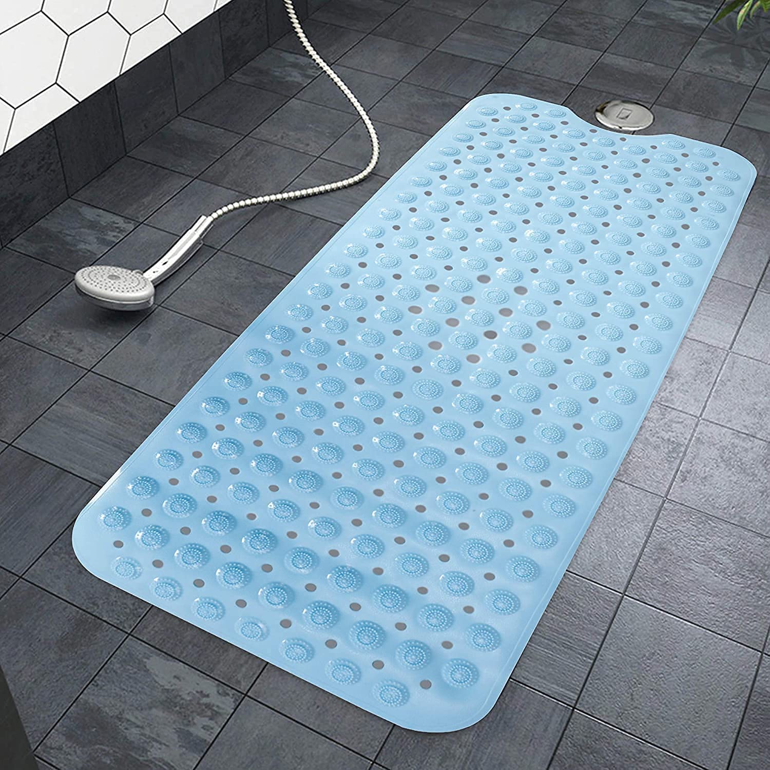 JELLEX Extra Long Bath Tub Mat with AntiSkid Suction Cups and Drain Holes Bathtub Mat Anti Skid Bathroom Mat (Multi color) (Pac