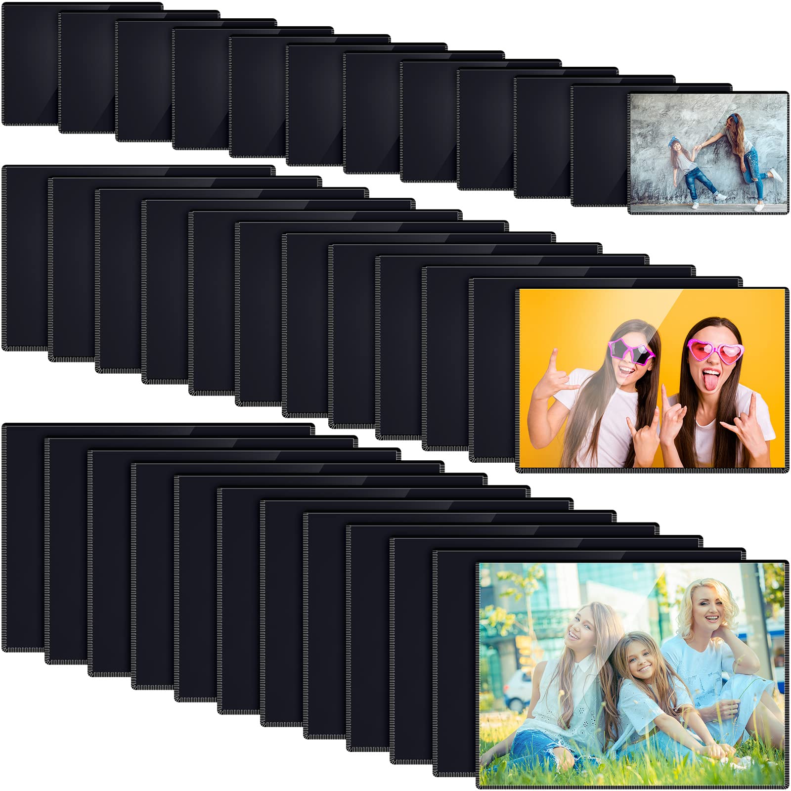36 Pcs Magnetic Picture Frame Refrigerator Photo Holder with Clear Pocket Magnetic Photo Frames for Fridge Office Cabinet Locker