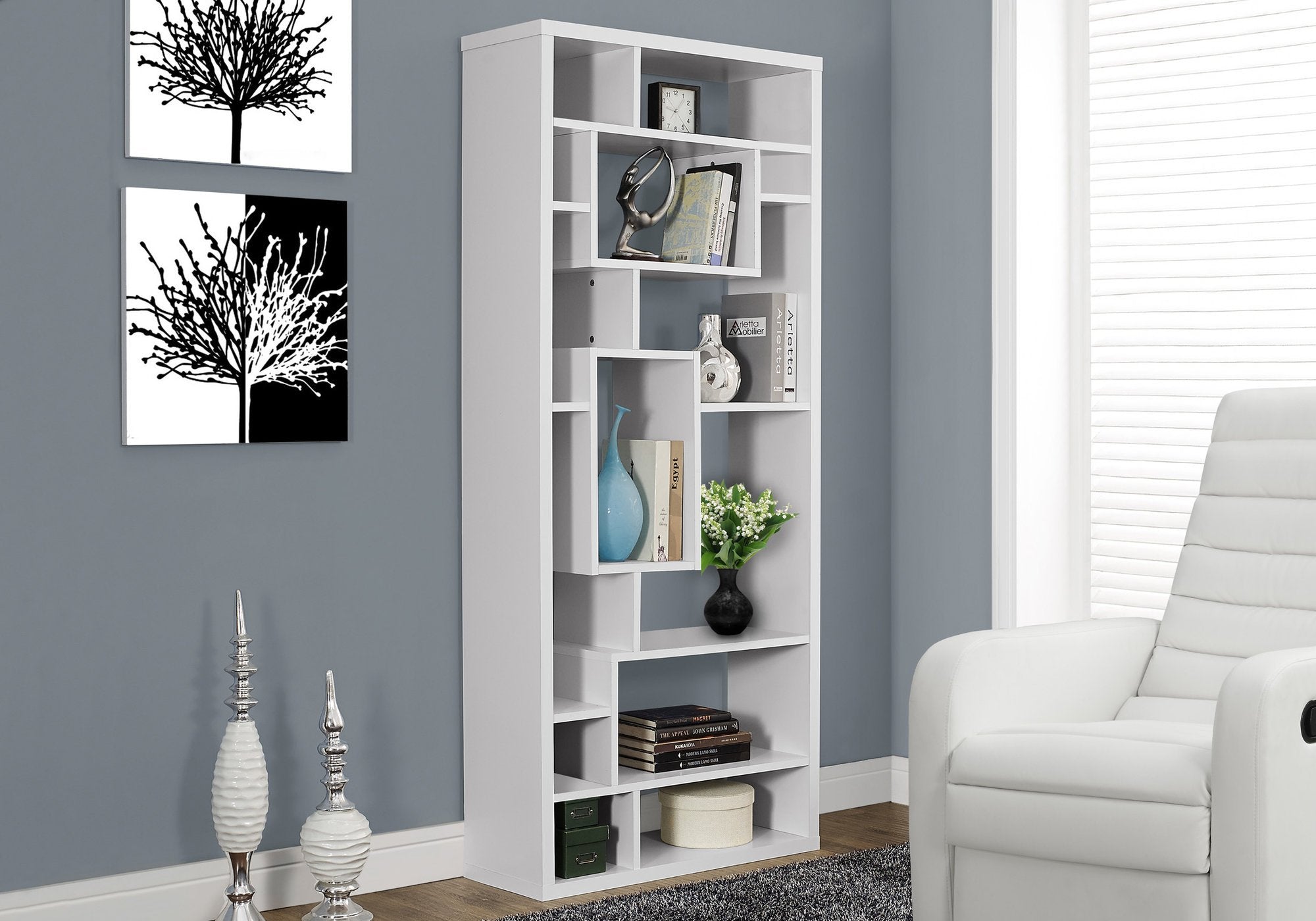 Monarch Specialties White Hollow-Core Bookcase, 72-Inch