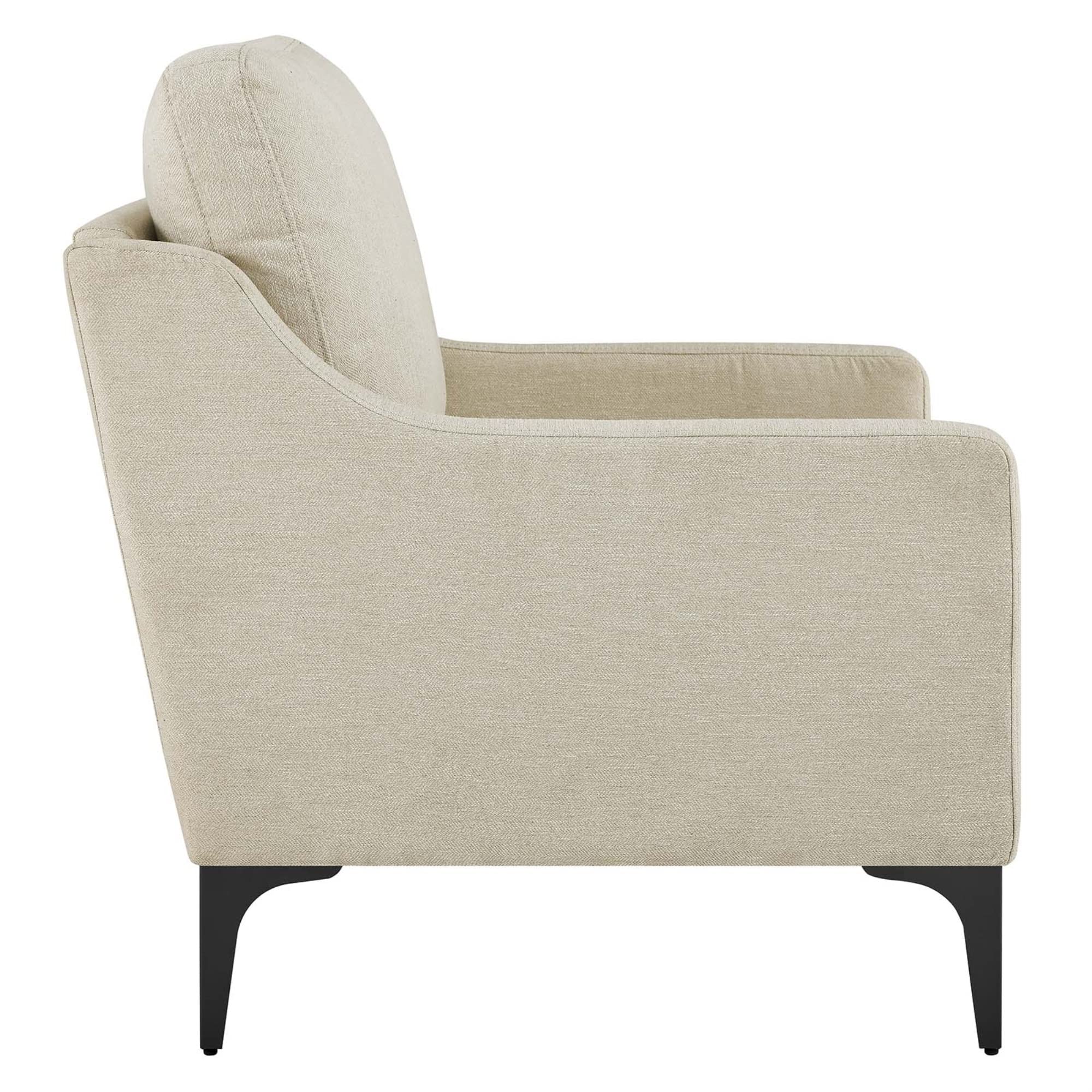 Modway Corland Upholstered Fabric And Metal Armchair In Beige