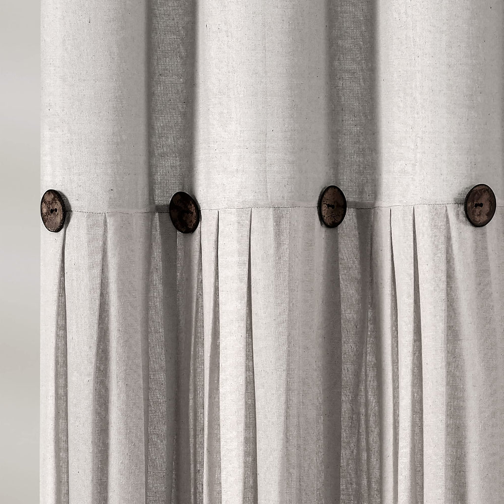 Lush Decor Linen Button Shower Curtain, 72'' W X 72'' L, Gray - Rustic Shower Curtain - Color Block Bath Curtain With Coconut Bu
