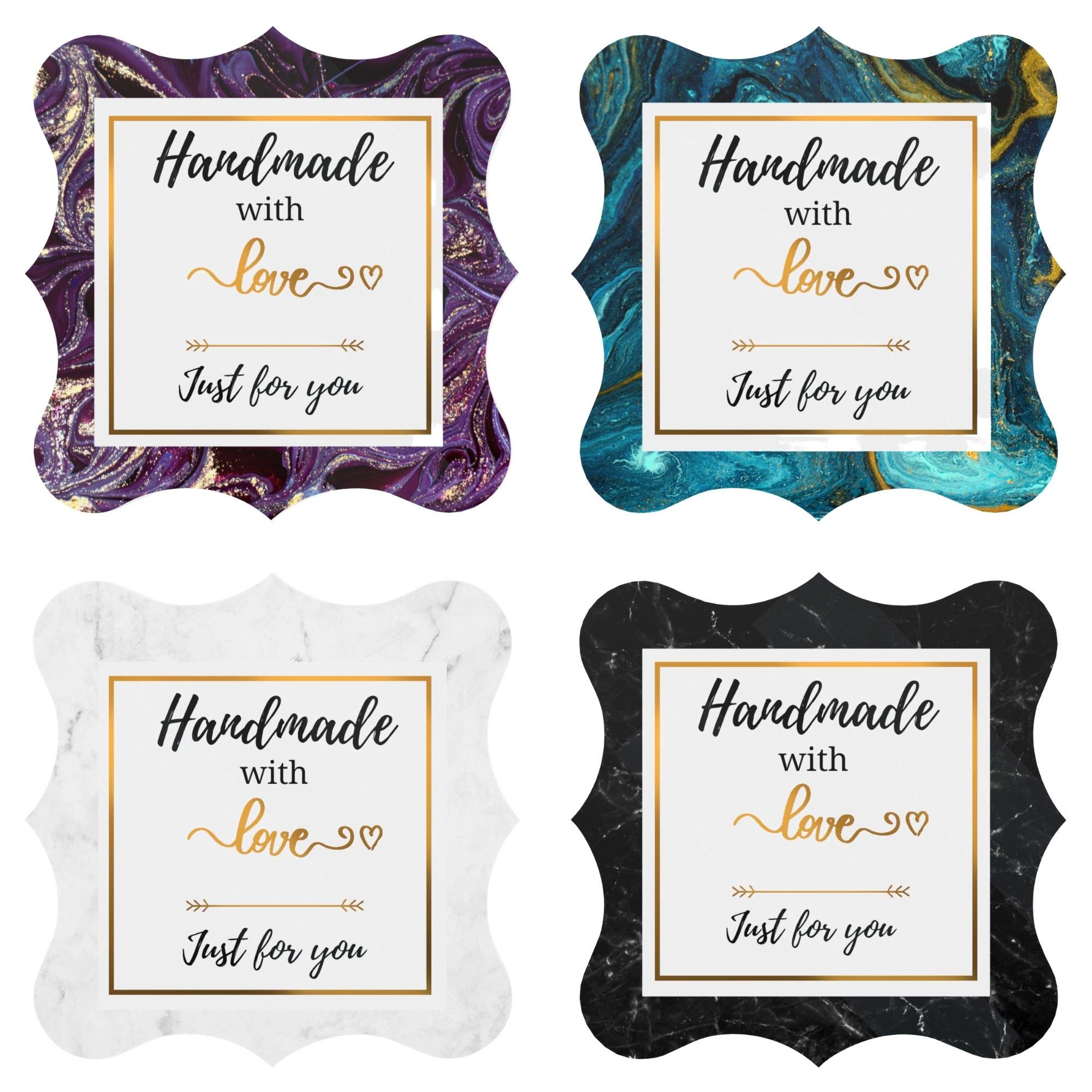 Mobiusea Creation Handmade With Love Stickers Roll | 2 Inch Elegant Special Cut | Waterproof 500 Labels For Homemade Goods, Hand